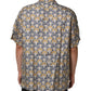 Cream Cotton Silk Hawaii Scallop Shell Print Shirt