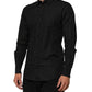 Black Polka Dot Cotton GOLD Men Formal Dress Shirt