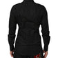 Black Polka Dot Cotton GOLD Men Formal Dress Shirt