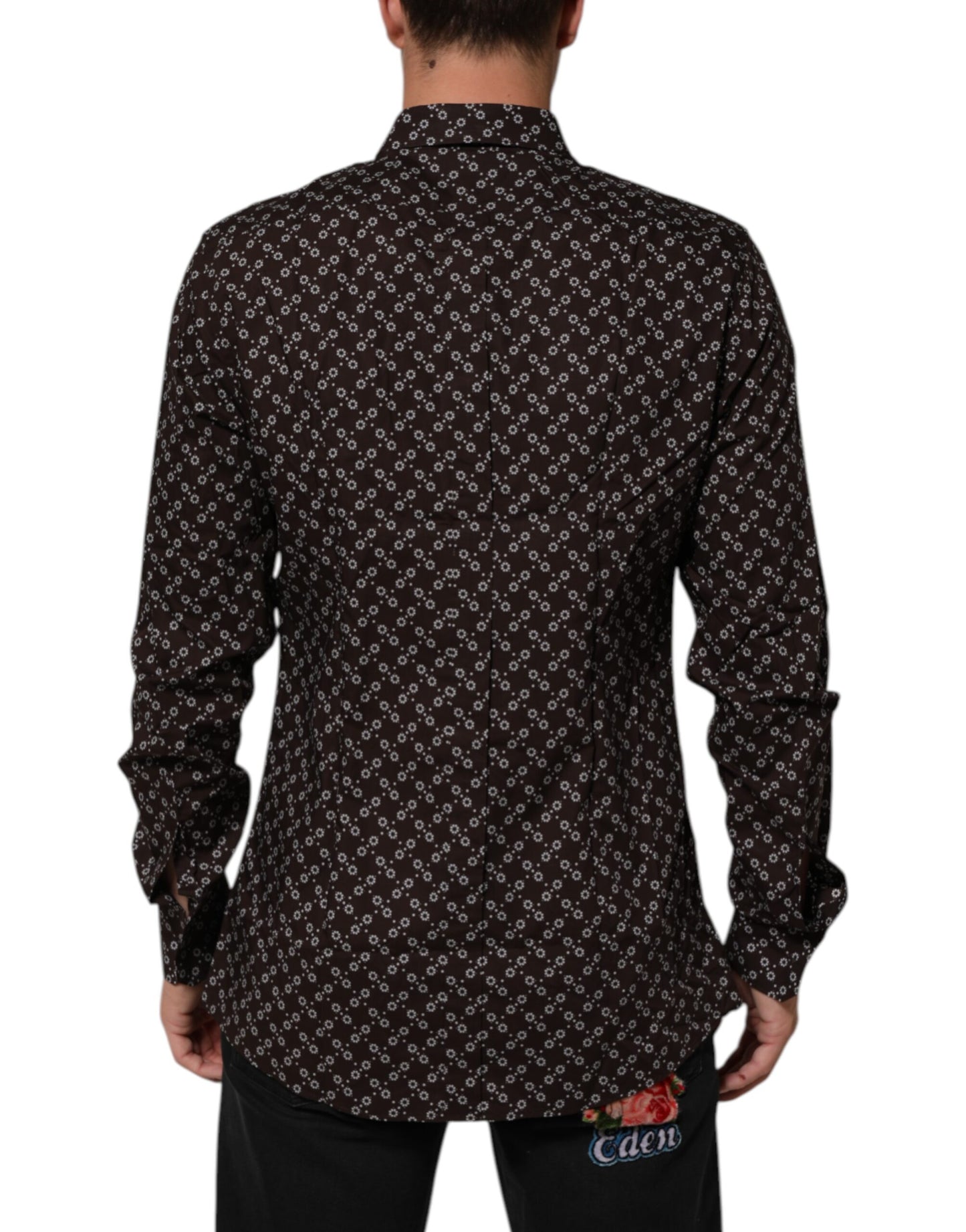 BrownFloral Collared GOLD Formal Dress Shirt