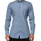 Blue Cotton Collared GOLD Formal Dress Shirt