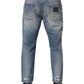 Blue Distressed Ripped Denim Trouser Jeans