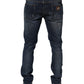 Dark Blue Washed Running Ripped Denim Jeans