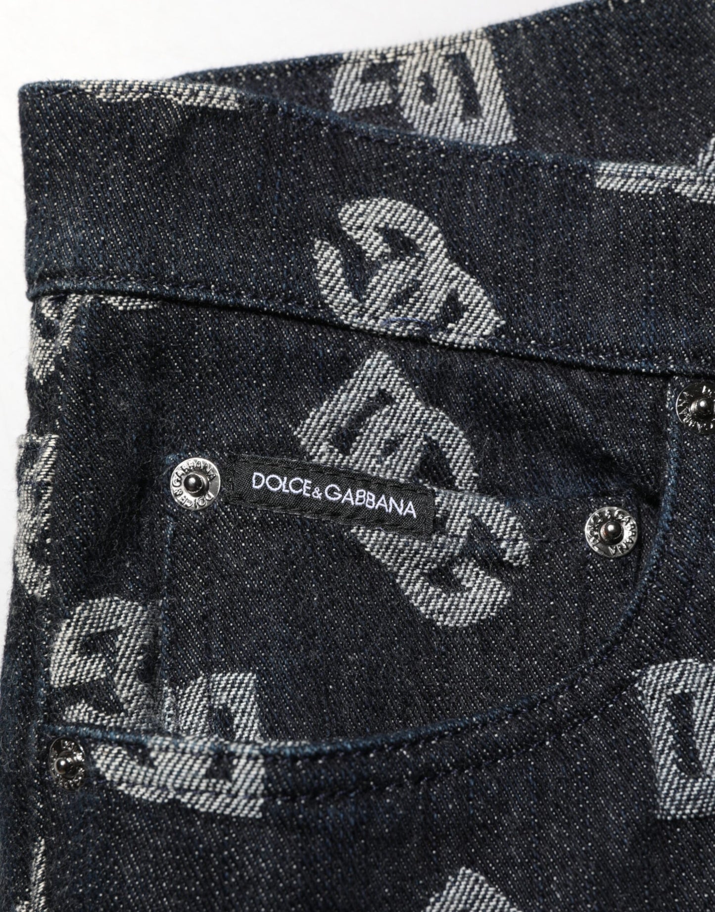 Black DG Monogram Cotton Skinny Denim Jeans