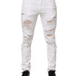 White Distressed Ripped Denim Trouser Jeans