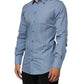 Blue Cotton Collared GOLD Formal Dress  Shirt