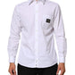 White Logo Plaque Collared Formal Dress  Shirt