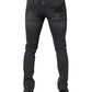 Dark Gray Cotton Stretch Skinny Denim Jeans
