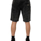 Black Cotton Mid Waist Denim Men Bermuda Short