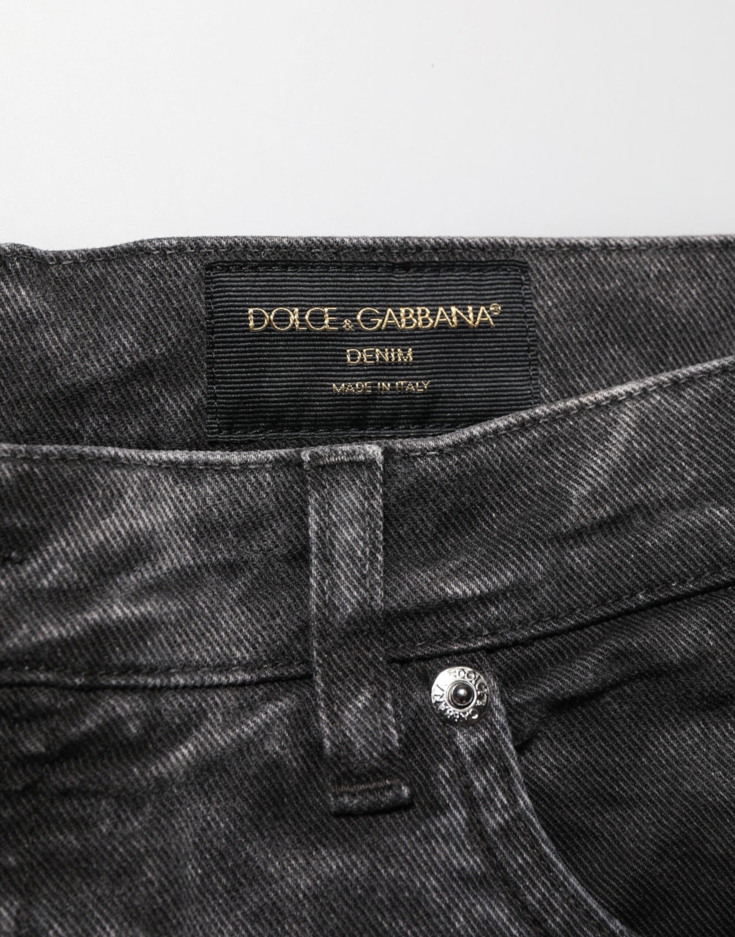 Black Cotton Mid Waist Denim Men Bermuda Short