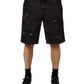 Black Cotton Tattered Denim Men Bermuda Short