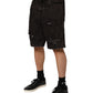 Black Cotton Tattered Denim Men Bermuda Short