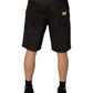 Black Cotton Tattered Denim Men Bermuda Short