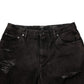 Black Cotton Tattered Denim Men Bermuda Short