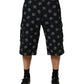 Black Monogram Denim Cargo Men Bermuda Short