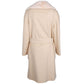 Beige Wool Women Coat with Rabbit Fur Collar