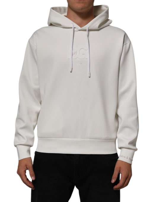 White Logo Hooded Men Sweatshirt  Sweater