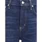 Blue Cotton Flared Jeans