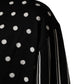 Black White Stripe Polka V-Neck Pullover Sweater