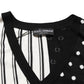 Black White Stripe Polka V-Neck Pullover Sweater