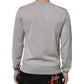 Gray Wool Knit Logo V-Neck Pullover Sweater