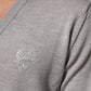 Gray Wool Knit Logo V-Neck Pullover Sweater