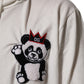 Off White Cotton Panda Hooded Sweatshirt Sweater