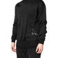 Black Logo Polyester CrewNeck Sweatshirt Sweater