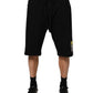 Black Cotton Mid Waist Casual Bermuda Short