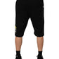 Black Cotton Mid Waist Casual Bermuda Short