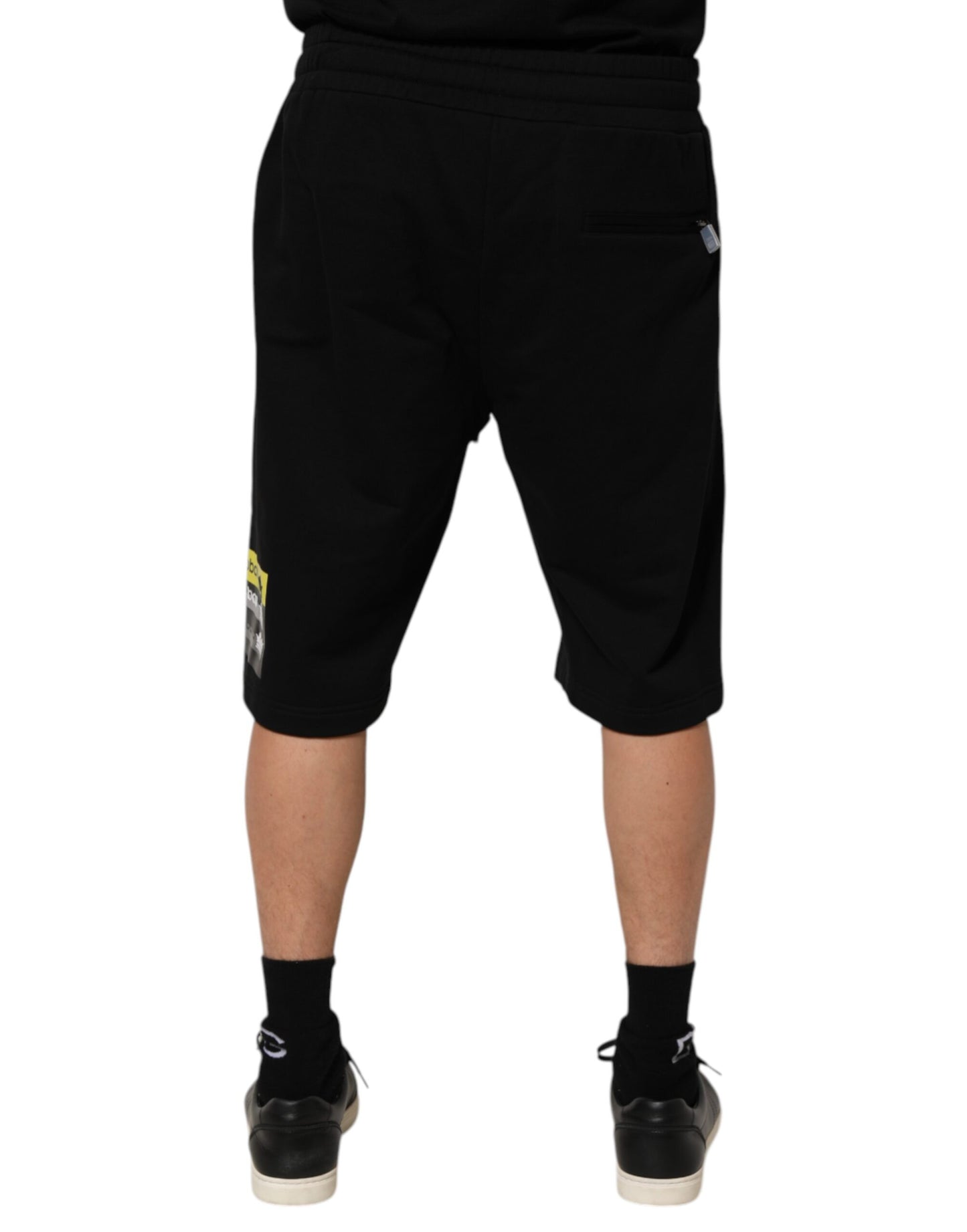 Black Cotton Mid Waist Casual Bermuda Short