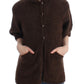 Elegant Short Sleeved Brown Cardigan