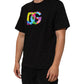Black Logo Print Cotton Crew Neck  T-shirt