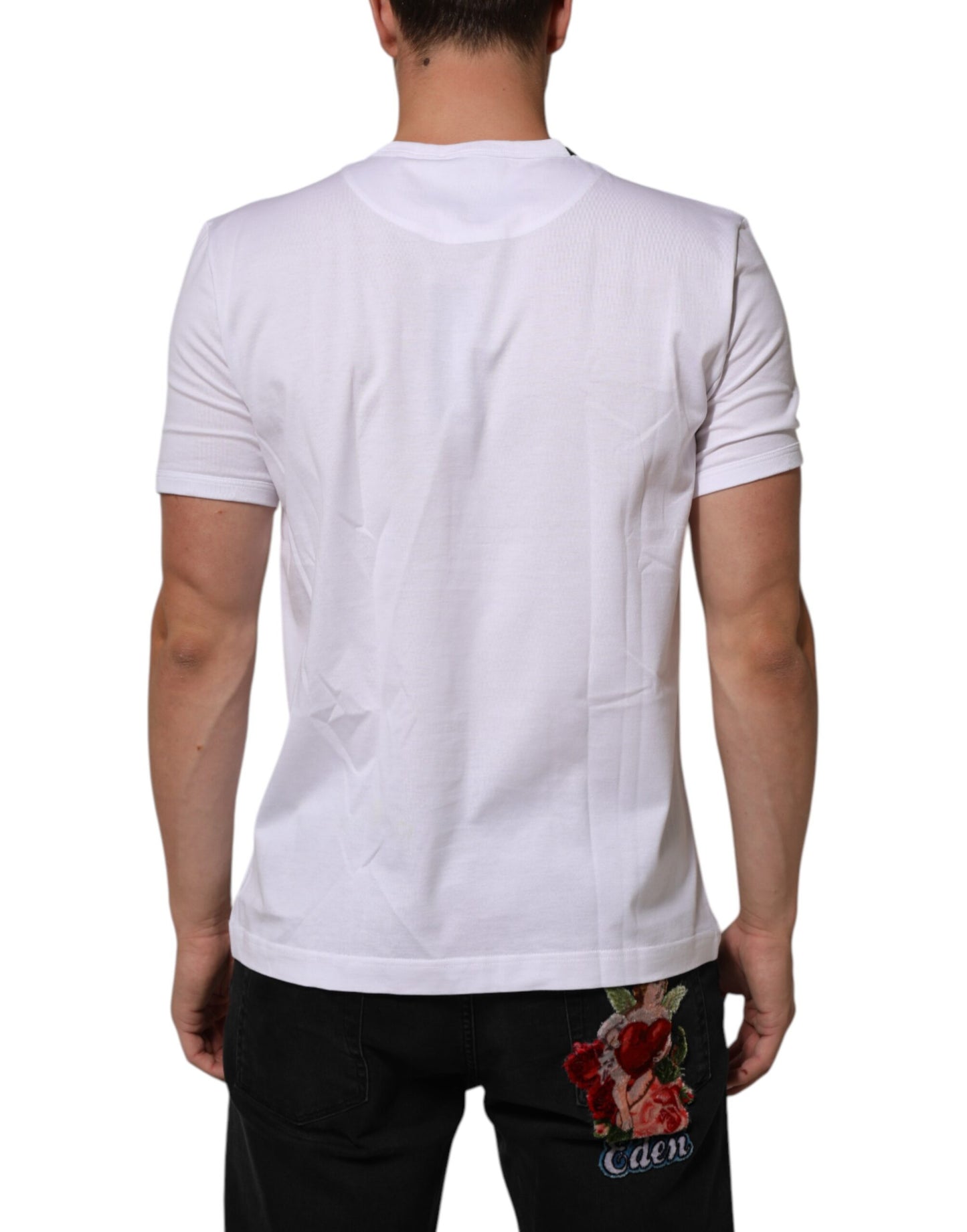 White Goodluck 2021 Cotton Crew Neck  T-shirt