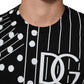 Black Cotton Polka Dots Round Neck T-shirt