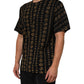 Black Cotton Coin Print Crew Neck T-shirt