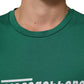 Green Cotton Graphic Logo Print Crewneck T-shirt