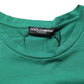 Green Cotton Graphic Logo Print Crewneck T-shirt