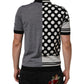 Black White Polka Dot Collared Polo T-shirt