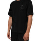 Black Logo Patch Cotton Men Crew Neck T-shirt