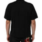 Black Logo Patch Cotton Men Crew Neck T-shirt