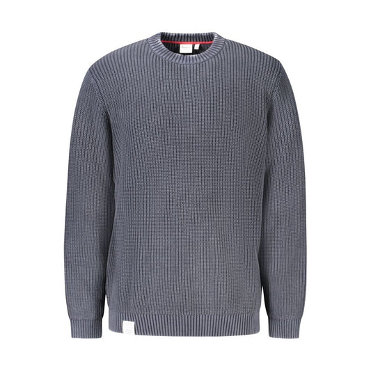 Blue Cotton Men Sweater