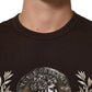 Brown Coin Laurel Print Men Crew Neck T-shirt
