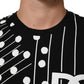 Black Cotton Polka Dots Round Neck T-shirt