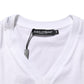 White Cotton Logo Patch V-neck Tee T-shirt