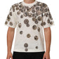 White Coin Print Cotton Crew Neck Men T-shirt