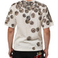 White Coin Print Cotton Crew Neck Men T-shirt