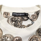 White Coin Print Cotton Crew Neck Men T-shirt
