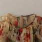 Beige Floral Sleeveless A-line Mini Dress