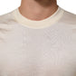 Off White Silk Crew Neck Short Sleeve T-shirt